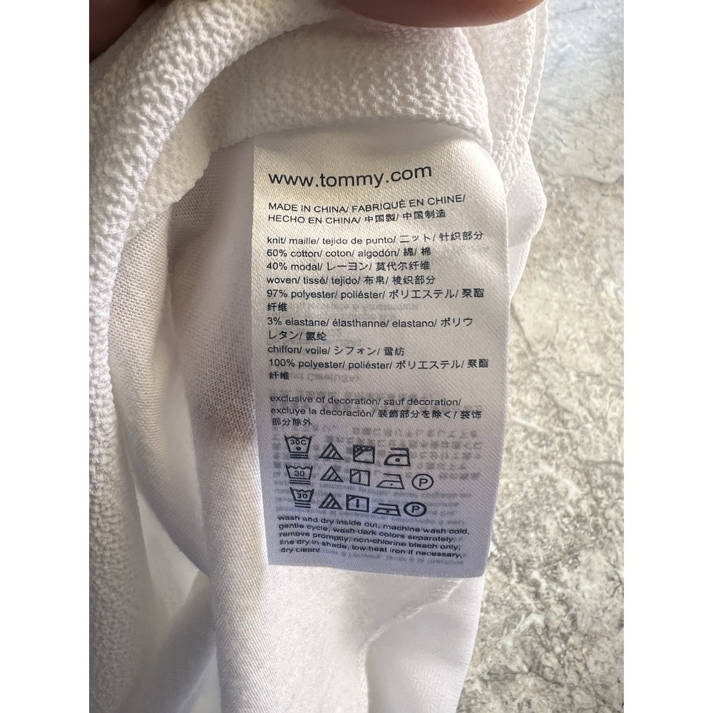 Tommy Hilfiger Women's White Sleeveless V-Neck Chiffon Hem Top M - Picture 9 of 9